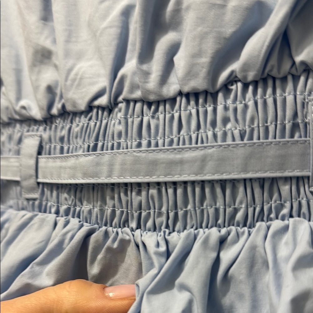 Light Blue Ruffle Sleeve Waist-Tie Top - Picture 6 of 8